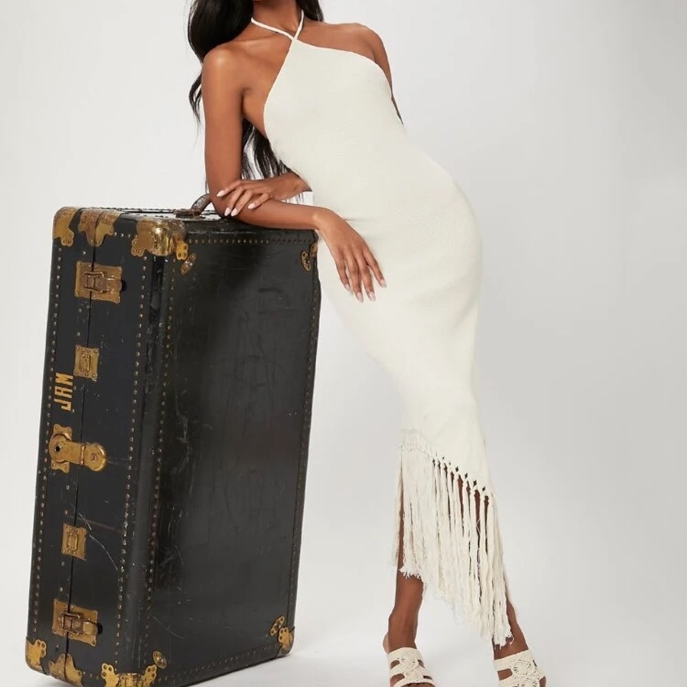Shein Halter Fringe Midi Dress